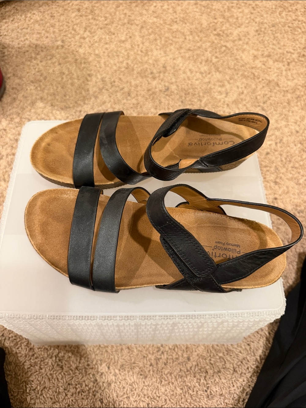 Comfortiva Black Strappy Slingback Sandals